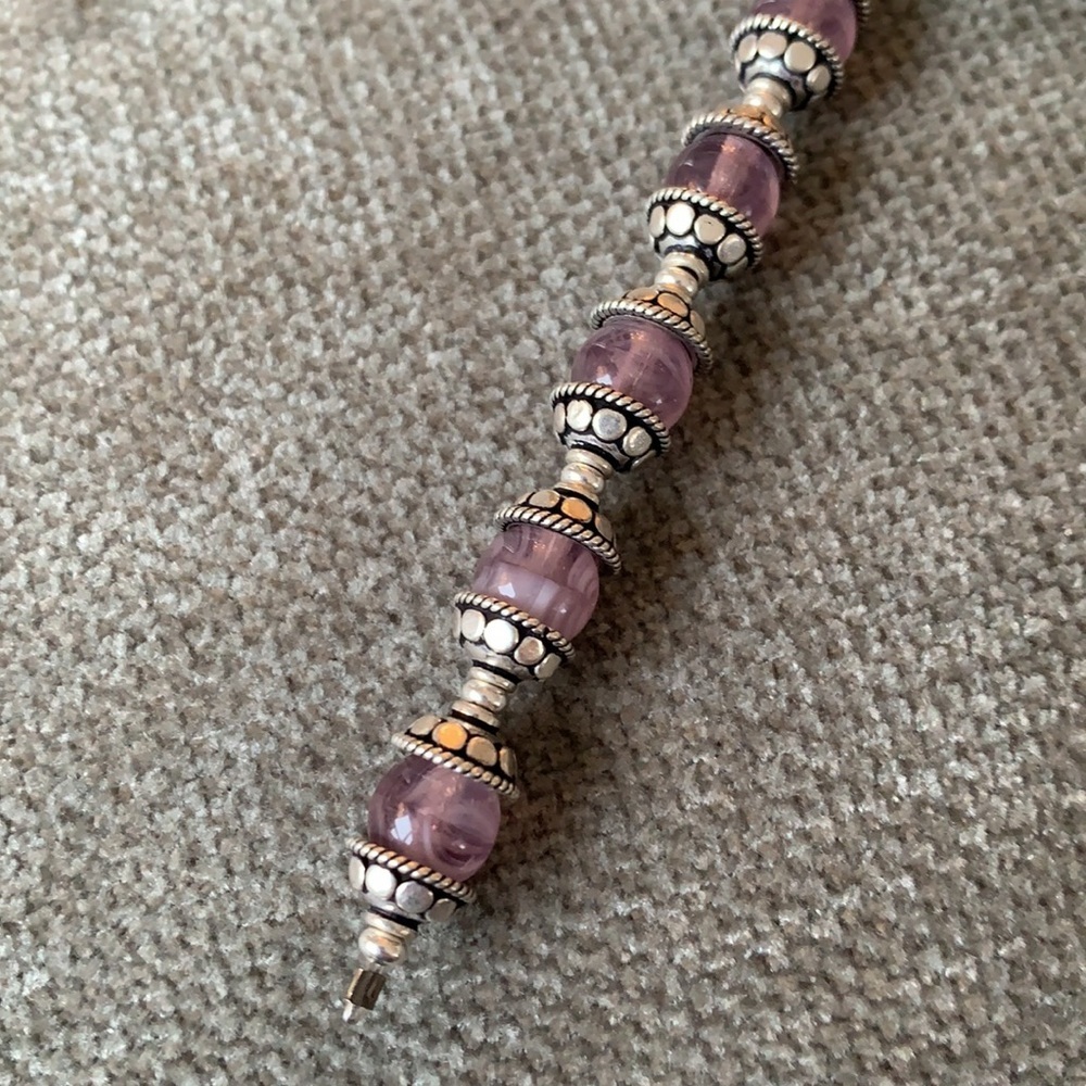 Purple agate beaded handmade keychain - Picture 7 of 9